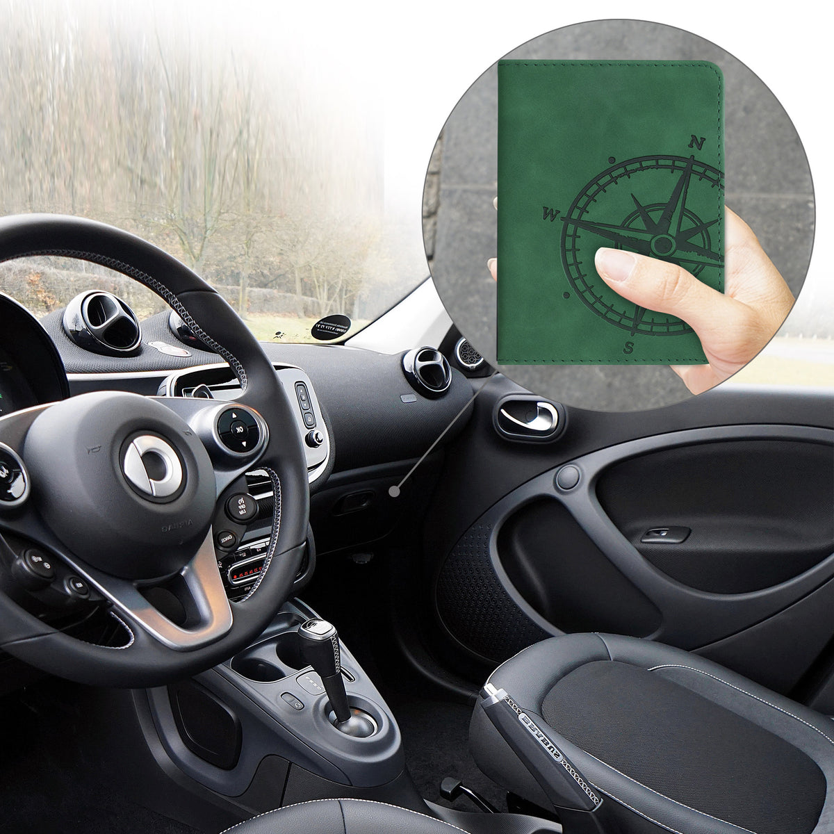 Faux Leather Vehicle Registration Holder with Card Slots