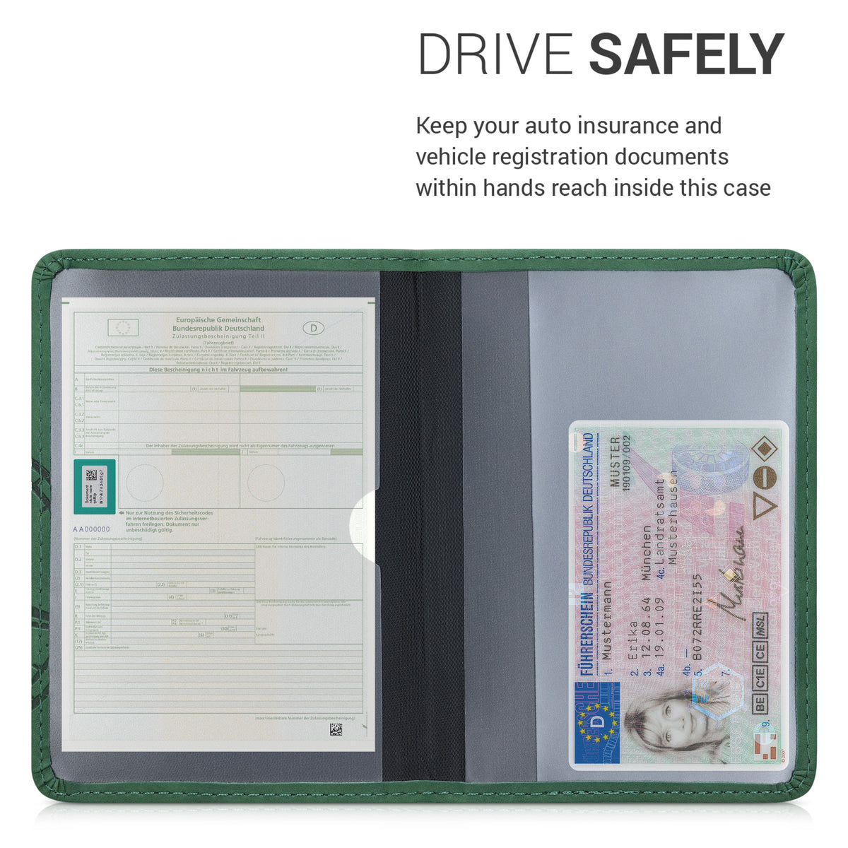 Faux Leather Vehicle Registration Holder with Card Slots