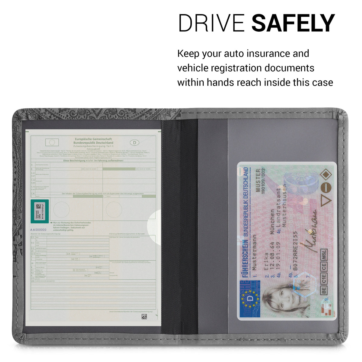 Faux Leather Vehicle Registration Holder with Card Slots