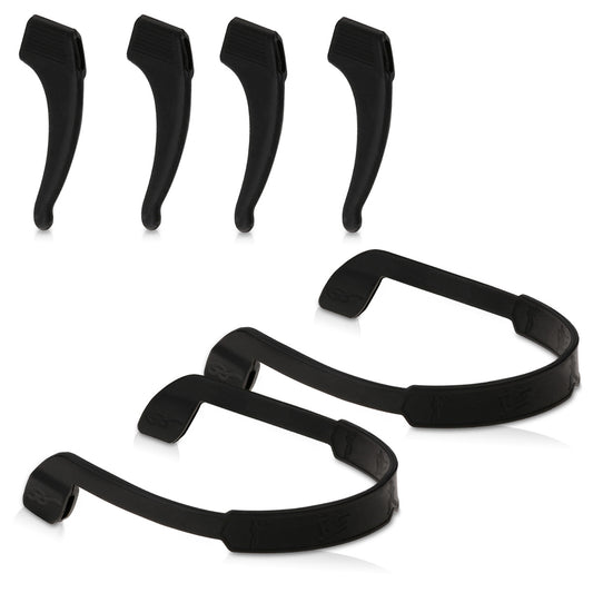 kwmobile Antirutsch Halterung und Brillenband für Brillenbügel Set - 4x L Silikon Ohrbügel Haken und 2x Band für Brille Schwarz Schwarz  