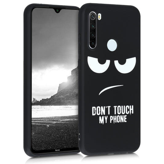kwmobile Hülle kompatibel mit Xiaomi Redmi Note 8T - Handyhülle Silikon Case - Don't touch my Phone Weiß Schwarz Weiß  [dsg01]