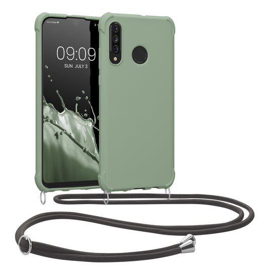 kwmobile Necklace Case compatible with Huawei P30 Lite Cover - Case with Lanyard - Silicone Protective Cover