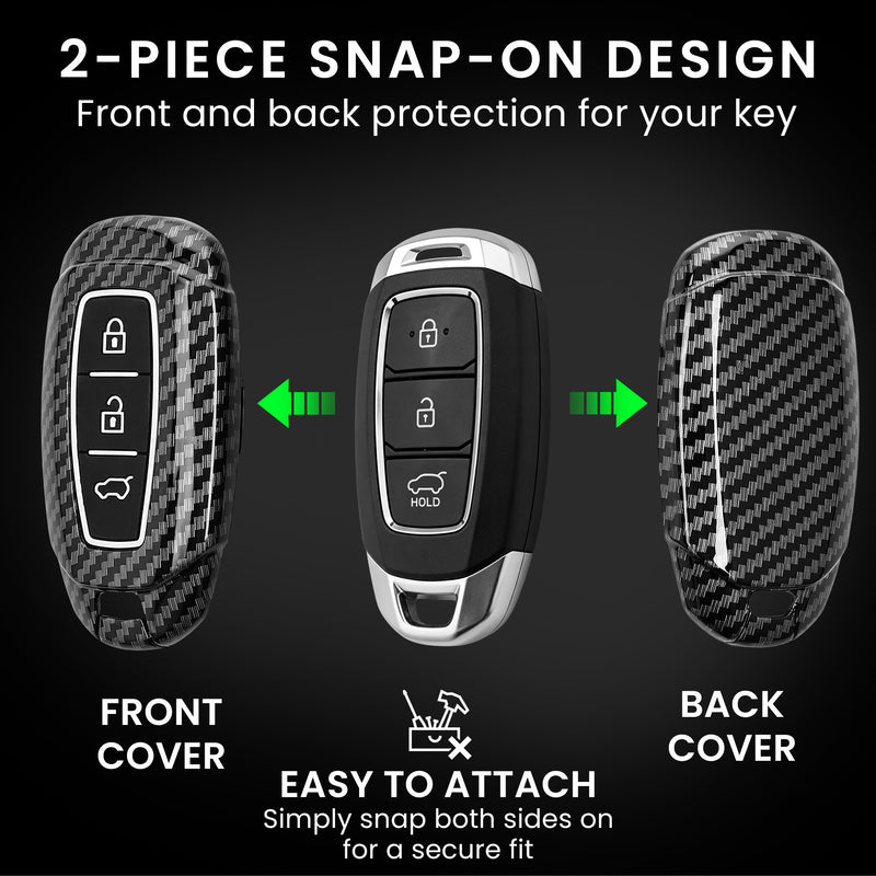 Hyundai 3-Button Keyless Go Hardcover Car Key Cover