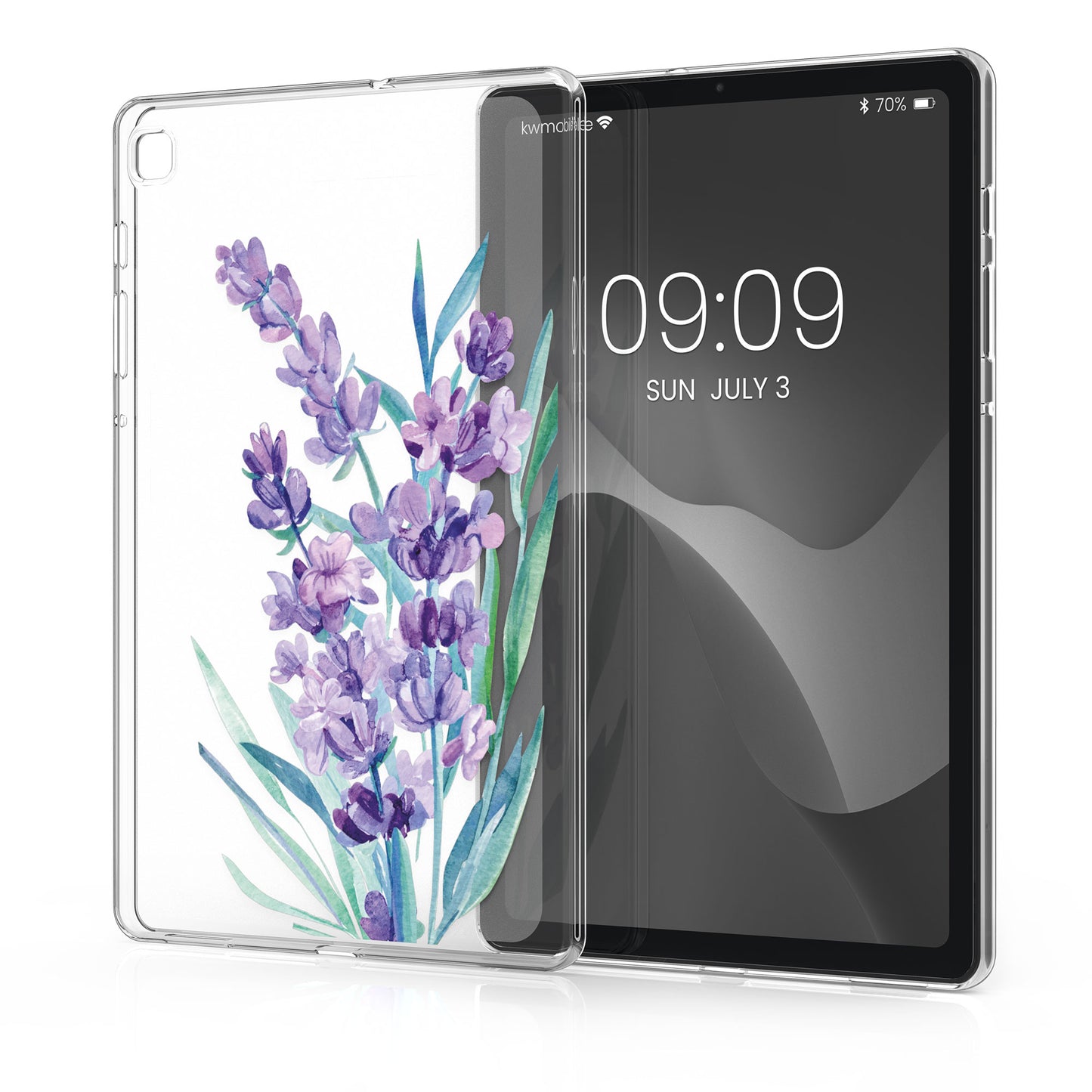kwmobile Case Compatible with Samsung Galaxy Tab S6 Lite - Silicone Case - Tablet Cover Case - Lavender Turquoise Transparent