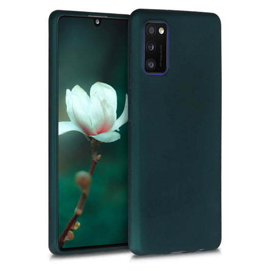 kwmobile Handyhülle für Samsung Galaxy A41 Hülle - Silikon Case metallisch schimmernd - Schutzhülle Cover - Metallic Petrol Metallic Petrol  