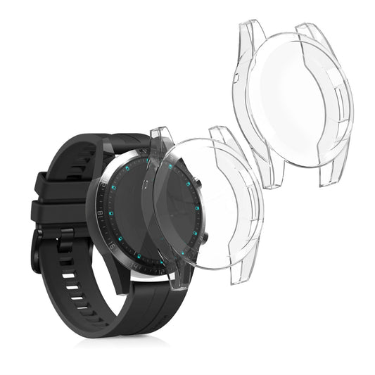 kwmobile 2x Silikon Hülle für Huawei Watch GT2 (46mm) Schutzhülle - Fullbody Display Cover Set aus Silikon - Transparent Transparent  [dsg01]