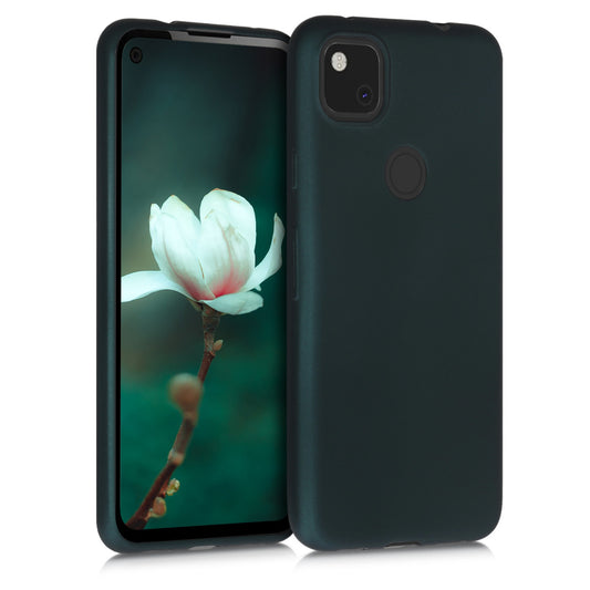 kwmobile Handyhülle für Google Pixel 4a Hülle - Silikon Case metallisch schimmernd - Schutzhülle Cover - Metallic Petrol Metallic Petrol  