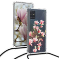 kwmobile Necklace Case Compatible with Samsung Galaxy A51 Silicone Cover with Lanyard Transparent Magnolias