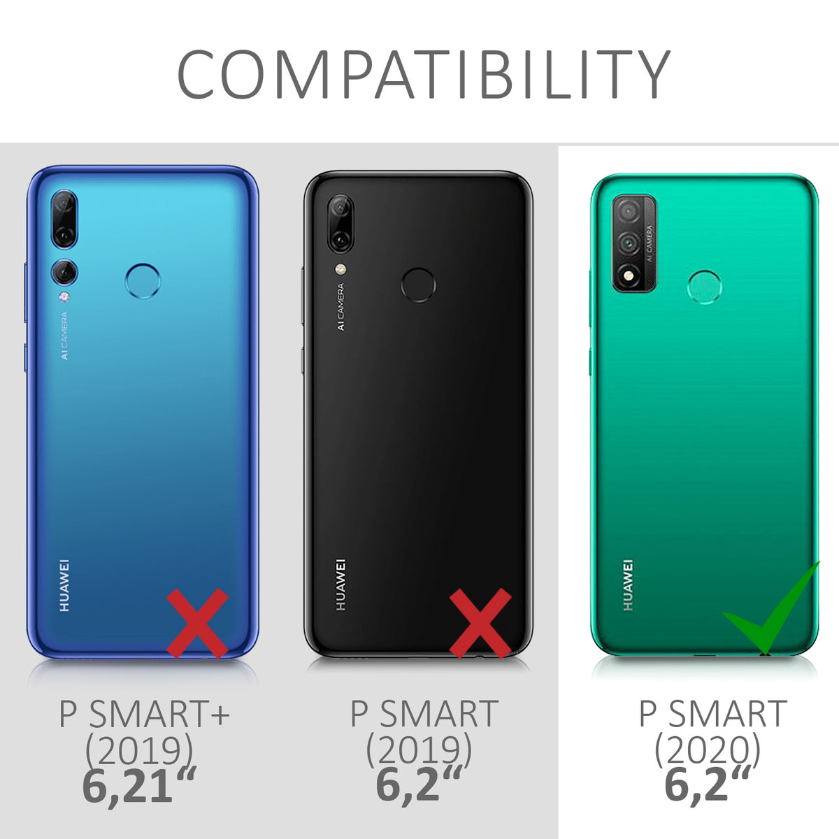 kwmobile Phone Case for Huawei P Smart (2020) Case - Wireless Charging - Protective Cover