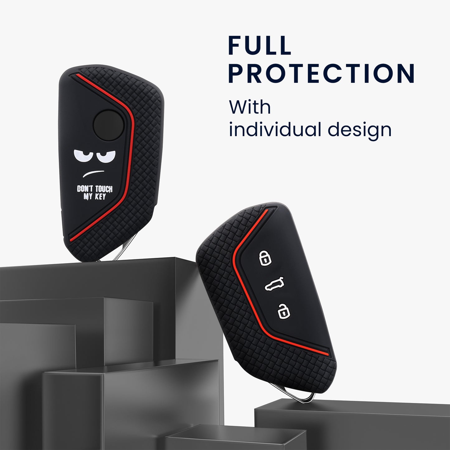 kwmobile Car Key Cover Compatible with VW Golf 8 3-Button Car Key - Key Fob Cover Don't Touch My Key