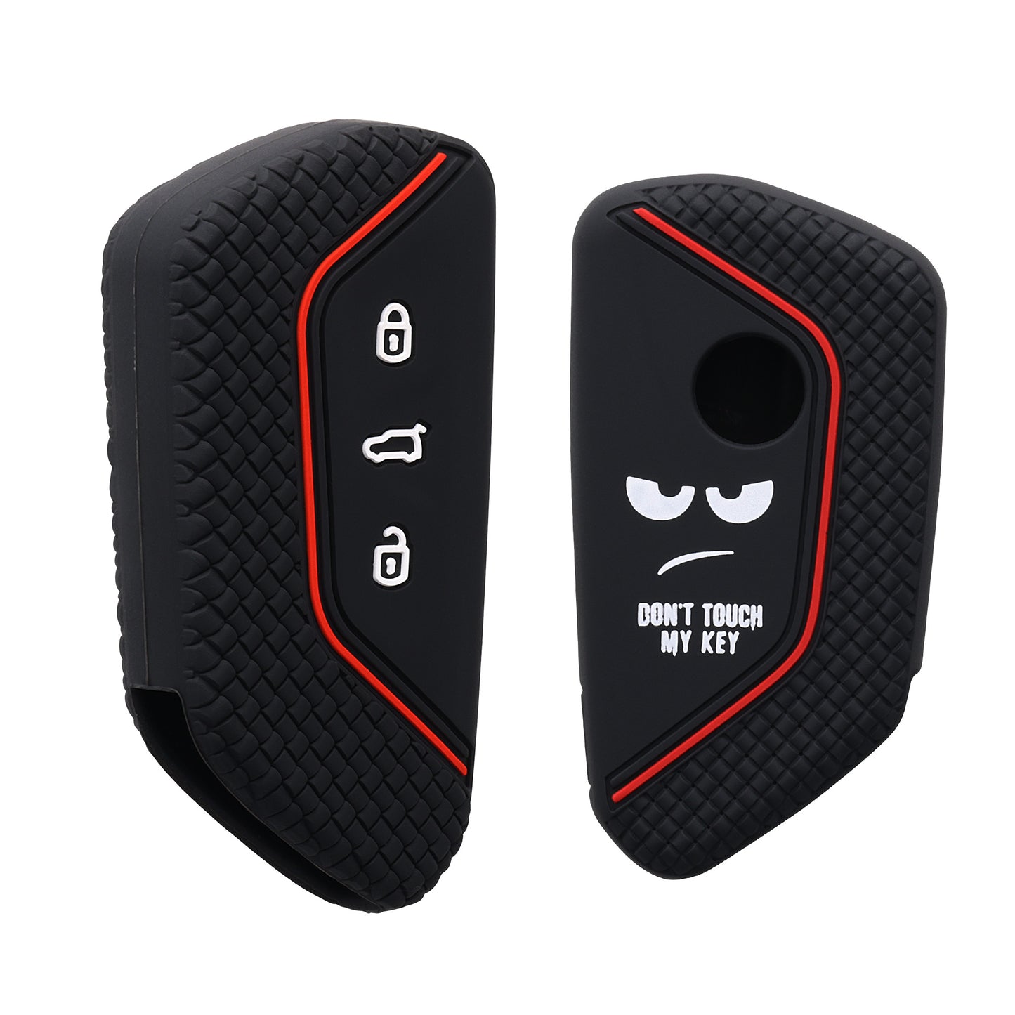 kwmobile Car Key Cover Compatible with VW Golf 8 3-Button Car Key - Key Fob Cover Don't Touch My Key