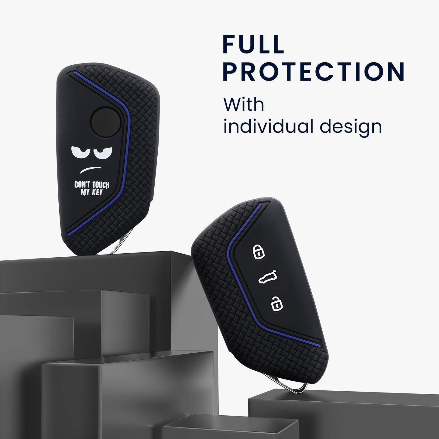 kwmobile Car Key Cover Compatible with VW Golf 8 3-Button Car Key - Key Fob Cover Don't Touch My Key