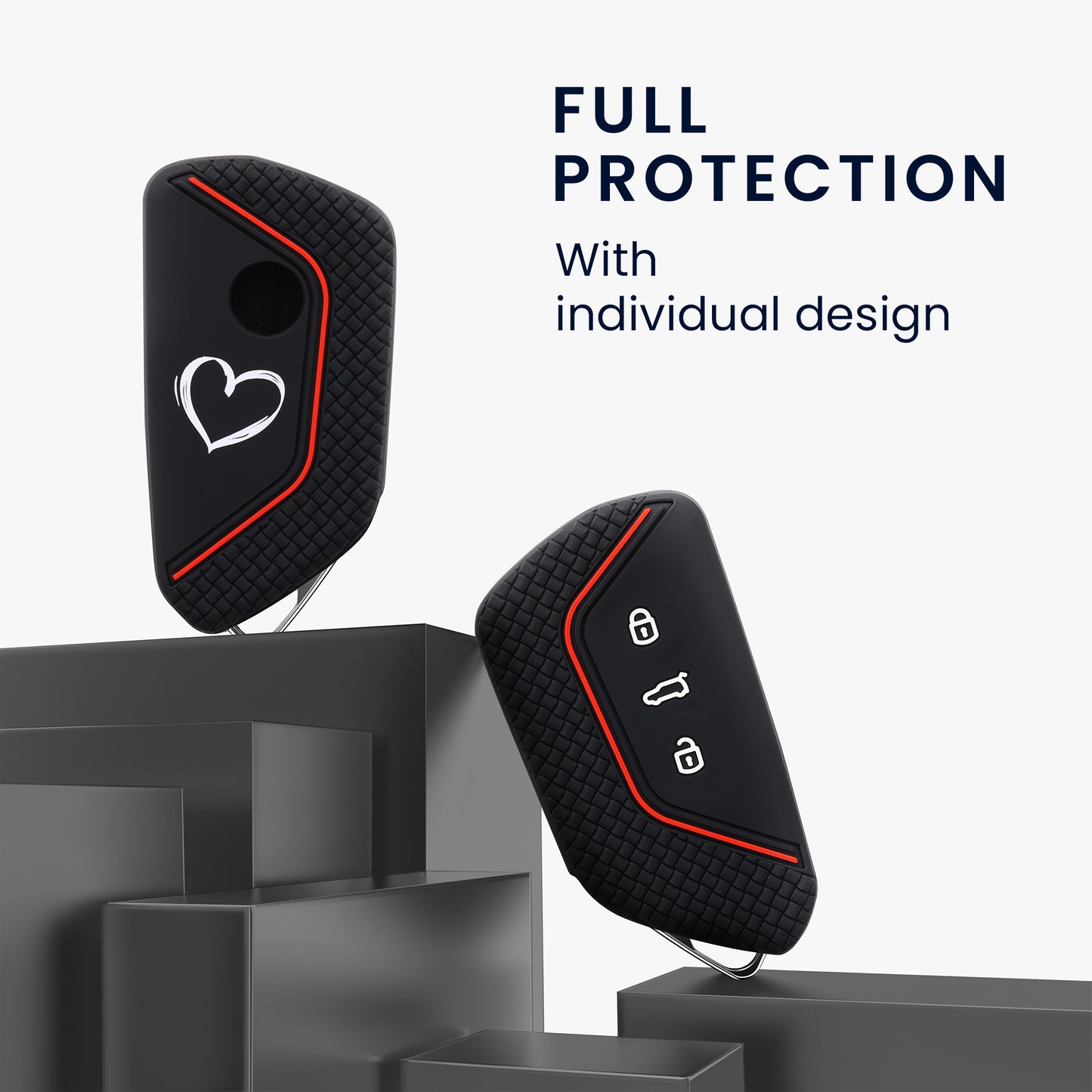 kwmobile Car Key Cover Compatible with VW Golf 8 3-Button Car Key - Key Fob Cover Don't Touch My Key