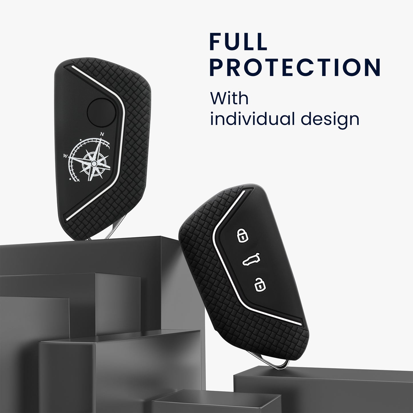 kwmobile Car Key Cover Compatible with VW Golf 8 3-Button Car Key - Key Fob Cover Don't Touch My Key