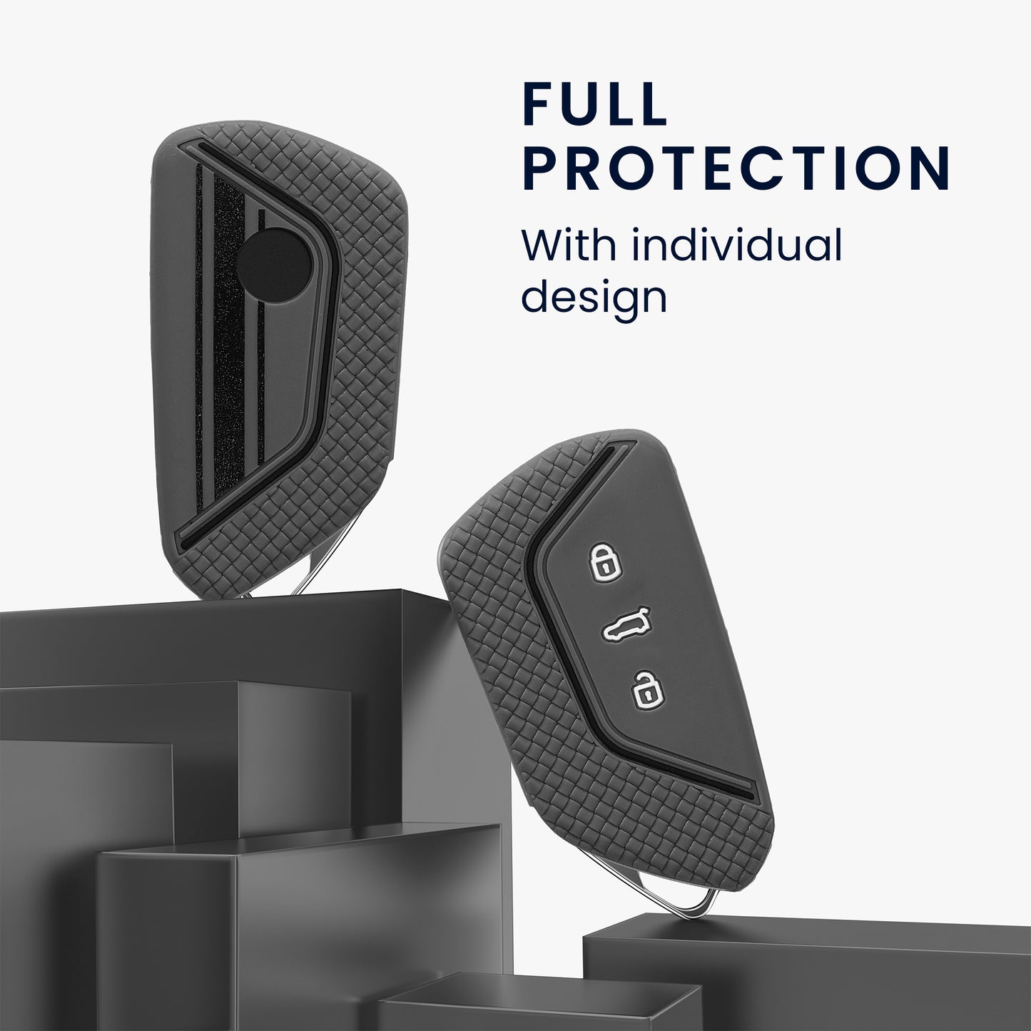 kwmobile Car Key Cover Compatible with VW Golf 8 3-Button Car Key - Key Fob Cover Don't Touch My Key