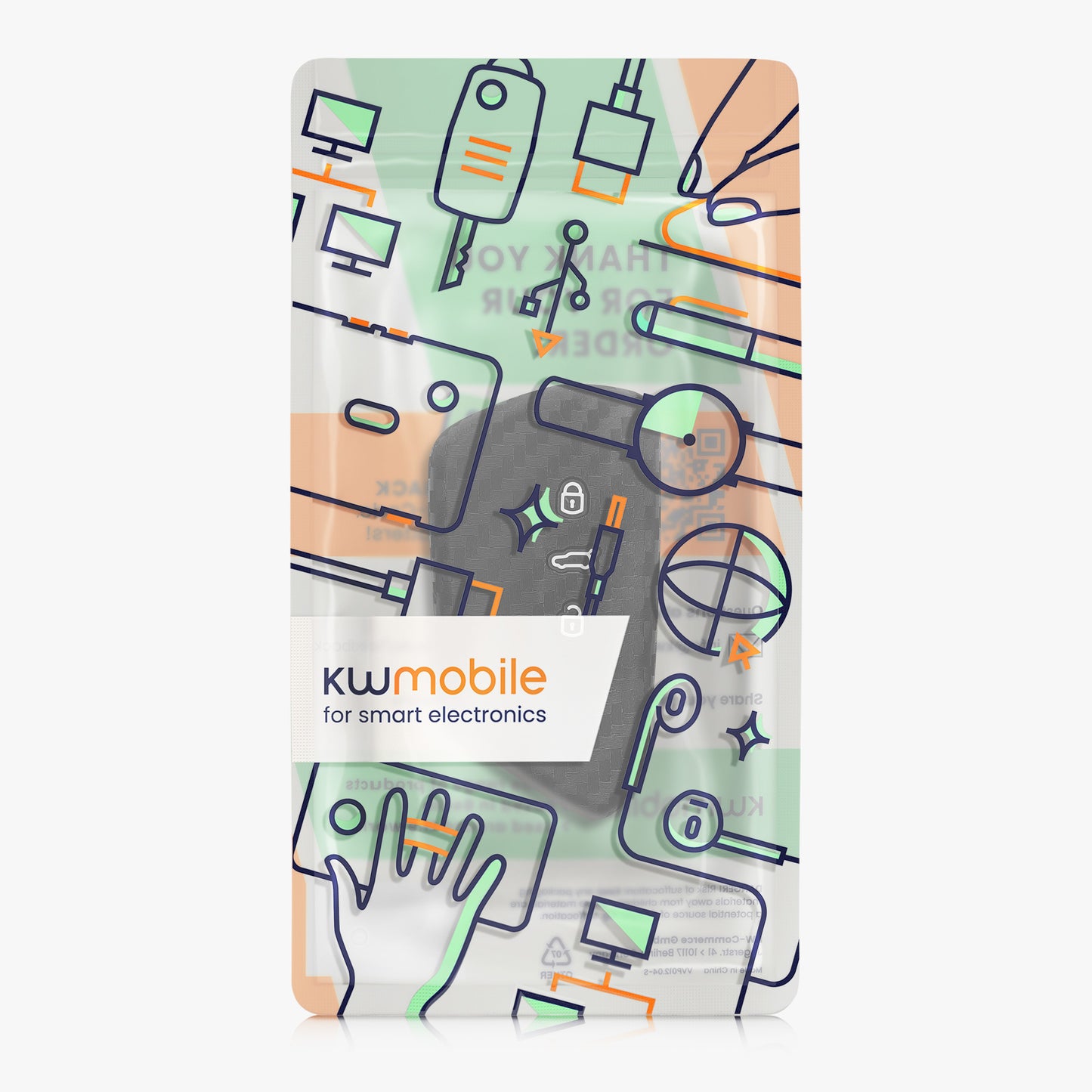 kwmobile Car Key Cover Compatible with VW Golf 8 3-Button Car Key - Key Fob Cover Don't Touch My Key