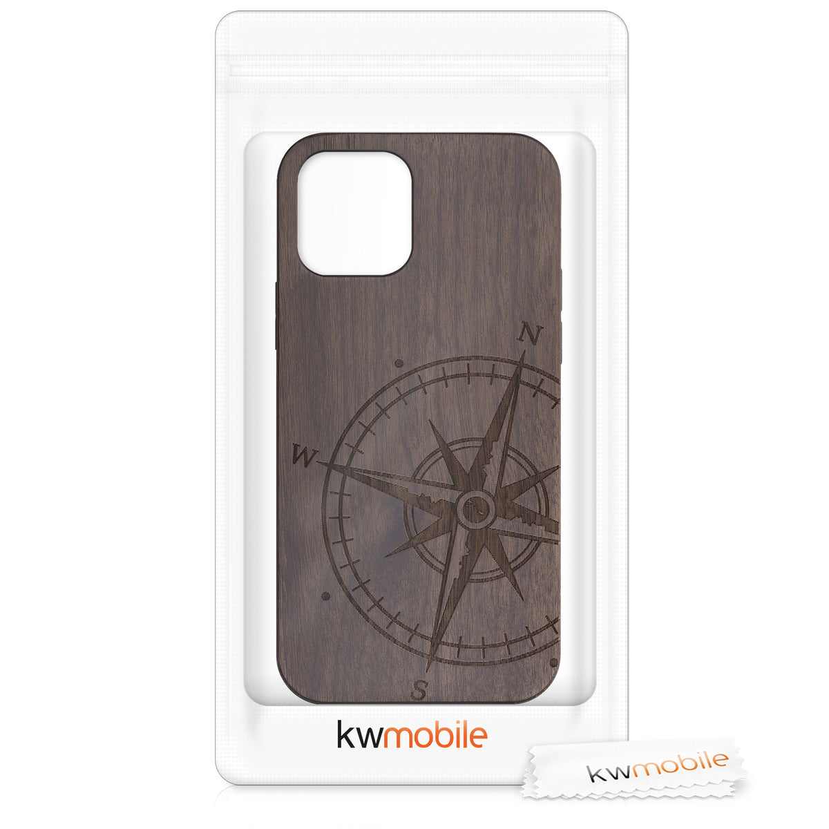 iPhone 12 / iPhone 12 Pro Shockproof Hard Case with TPU Bumper Wooden Compass