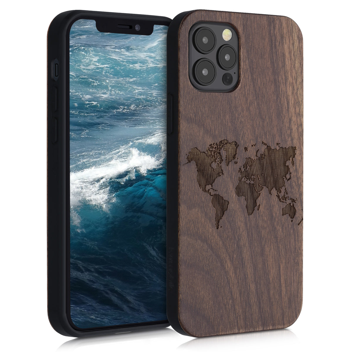 iPhone 12 / iPhone 12 Pro Shockproof Hard Case with TPU Bumper Wooden Compass