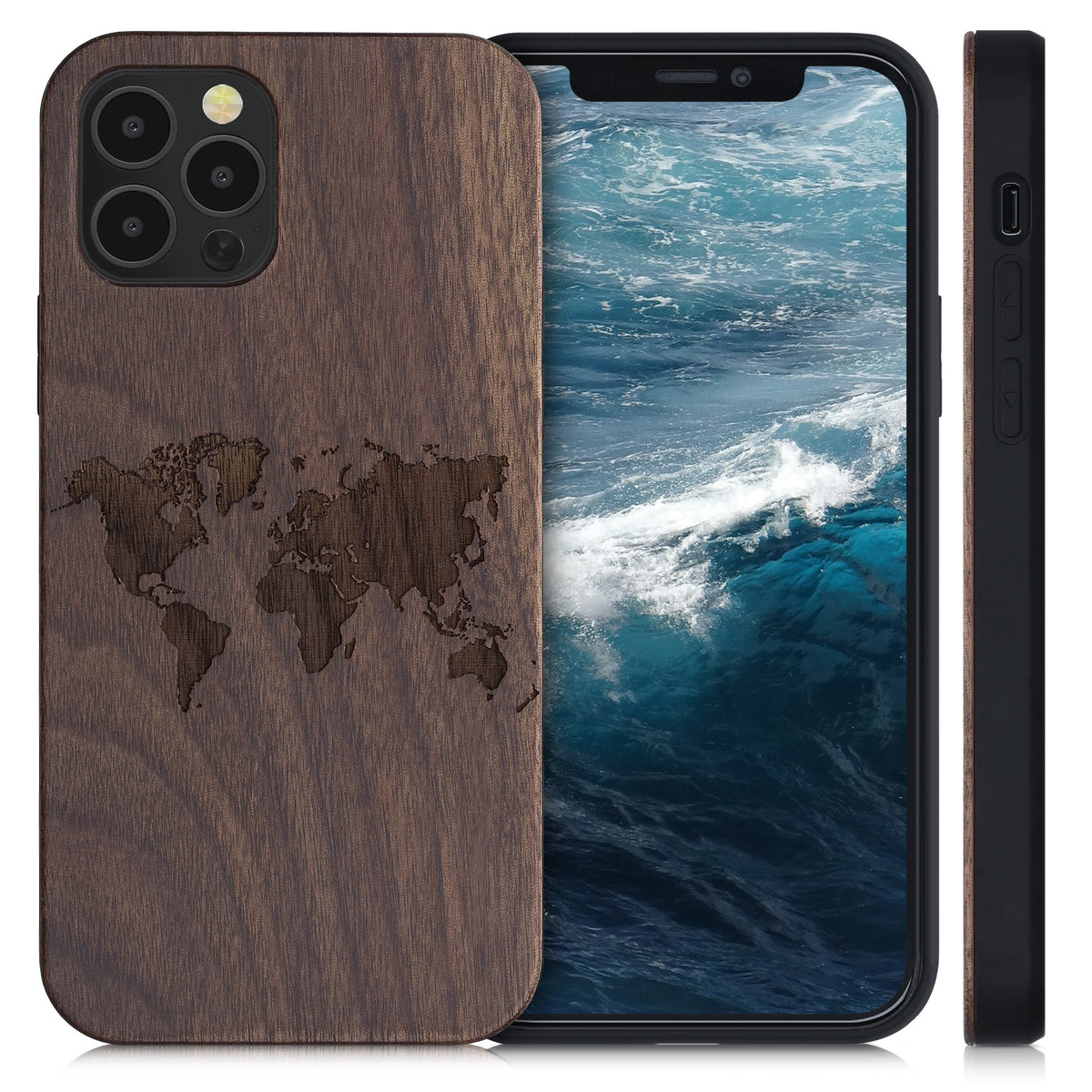 iPhone 12 / iPhone 12 Pro Shockproof Hard Case with TPU Bumper Wooden Compass