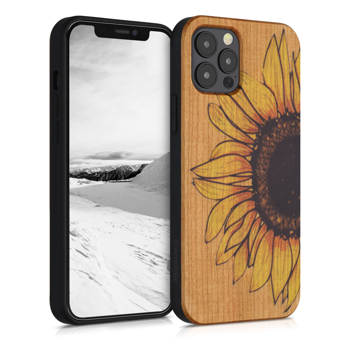 iPhone 12 / iPhone 12 Pro Shockproof Hard Case with TPU Bumper Wooden Compass