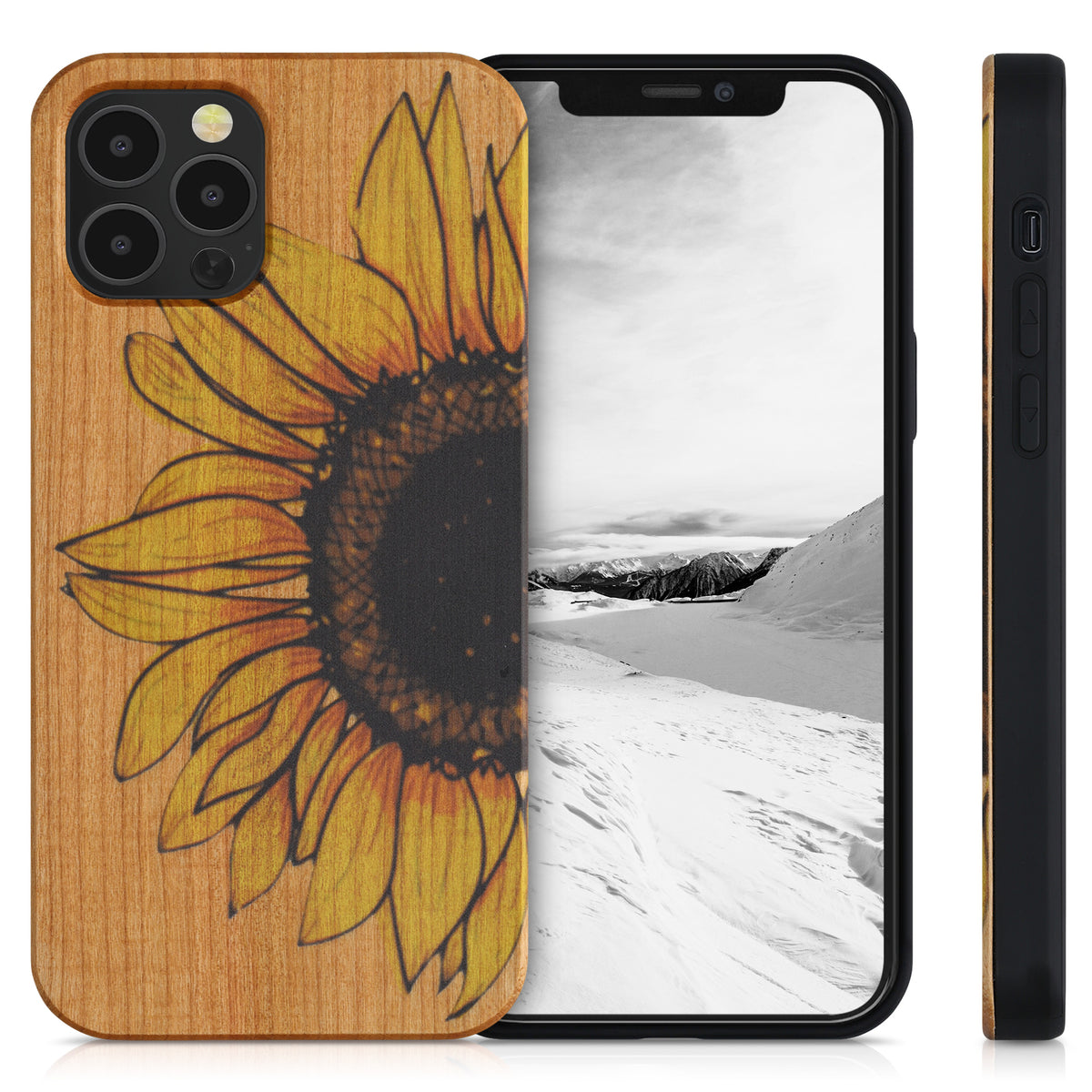 iPhone 12 / iPhone 12 Pro Shockproof Hard Case with TPU Bumper Wooden Compass