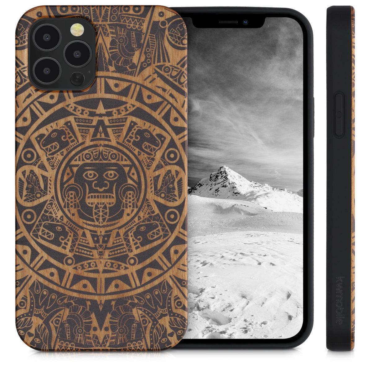 iPhone 12 / iPhone 12 Pro Shockproof Hard Case with TPU Bumper Wooden Compass