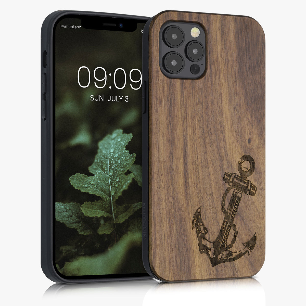 iPhone 12 / iPhone 12 Pro Shockproof Hard Case with TPU Bumper Wooden Compass