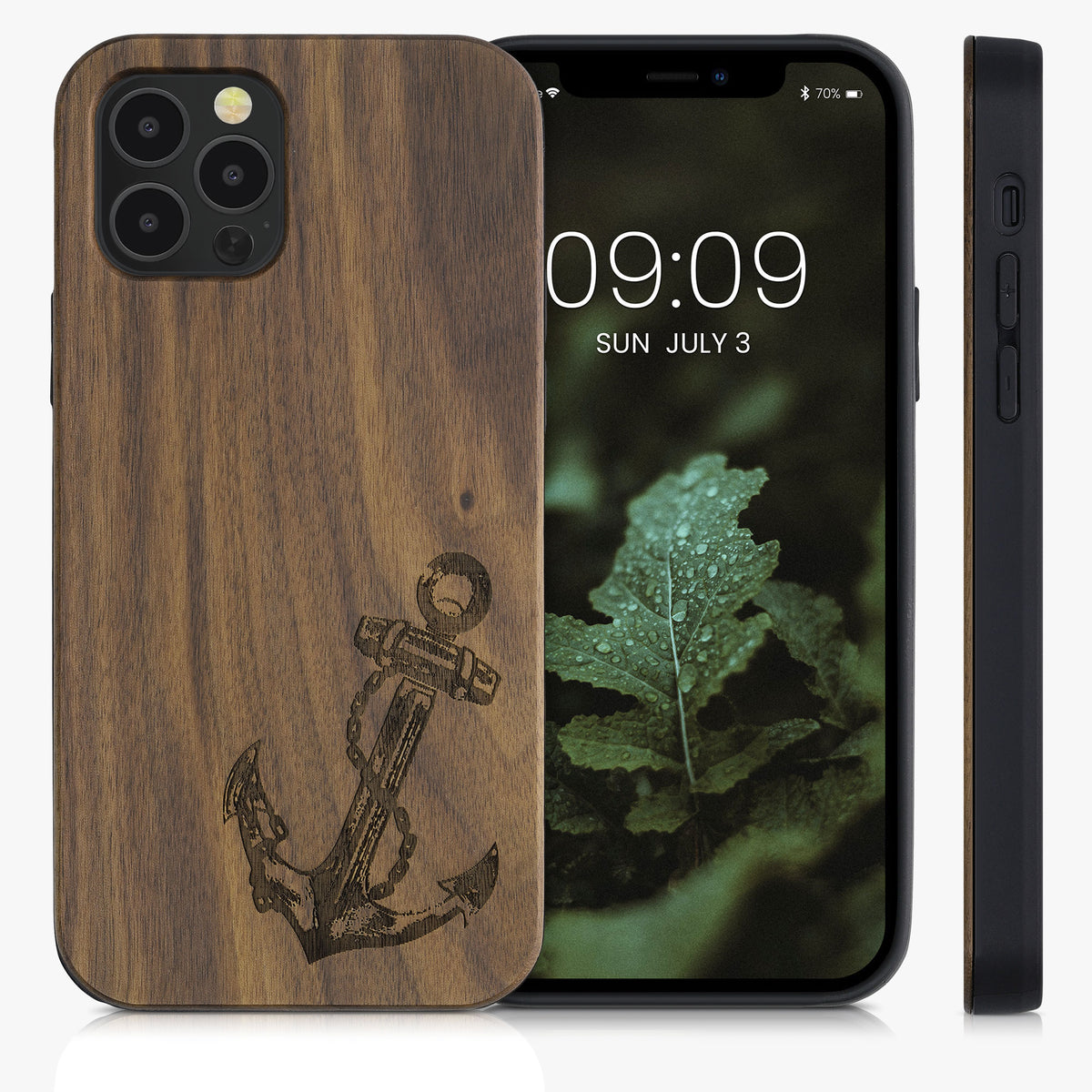 iPhone 12 / iPhone 12 Pro Shockproof Hard Case with TPU Bumper Wooden Compass