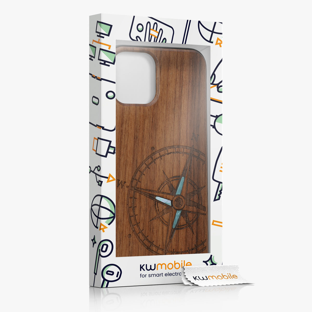 iPhone 12 / iPhone 12 Pro Shockproof Hard Case with TPU Bumper Wooden Compass