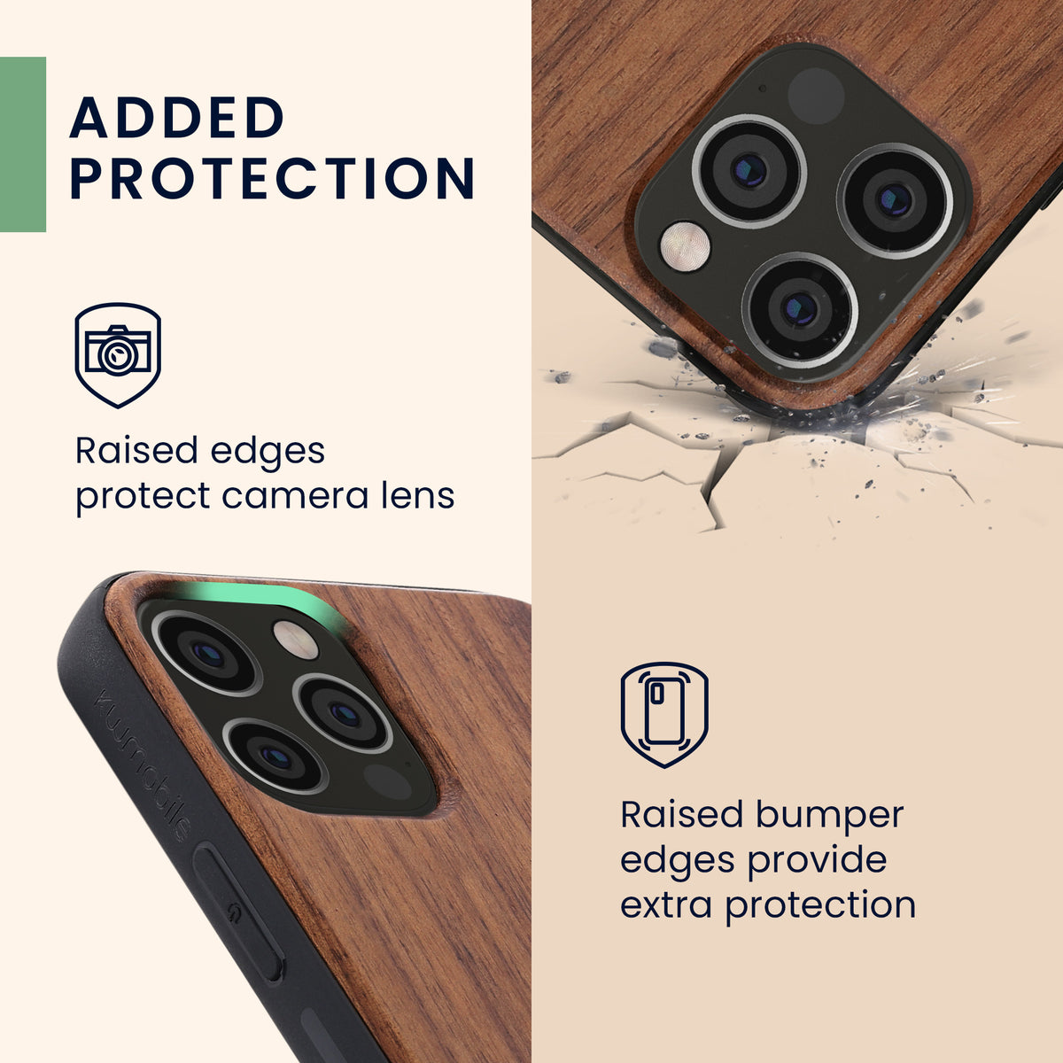 iPhone 12 / iPhone 12 Pro Shockproof Hard Case with TPU Bumper Wooden Compass