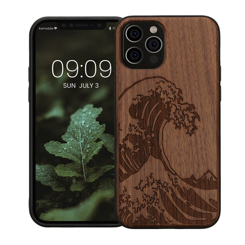 iPhone 12 / iPhone 12 Pro Shockproof Hard Case with TPU Bumper Wooden Compass