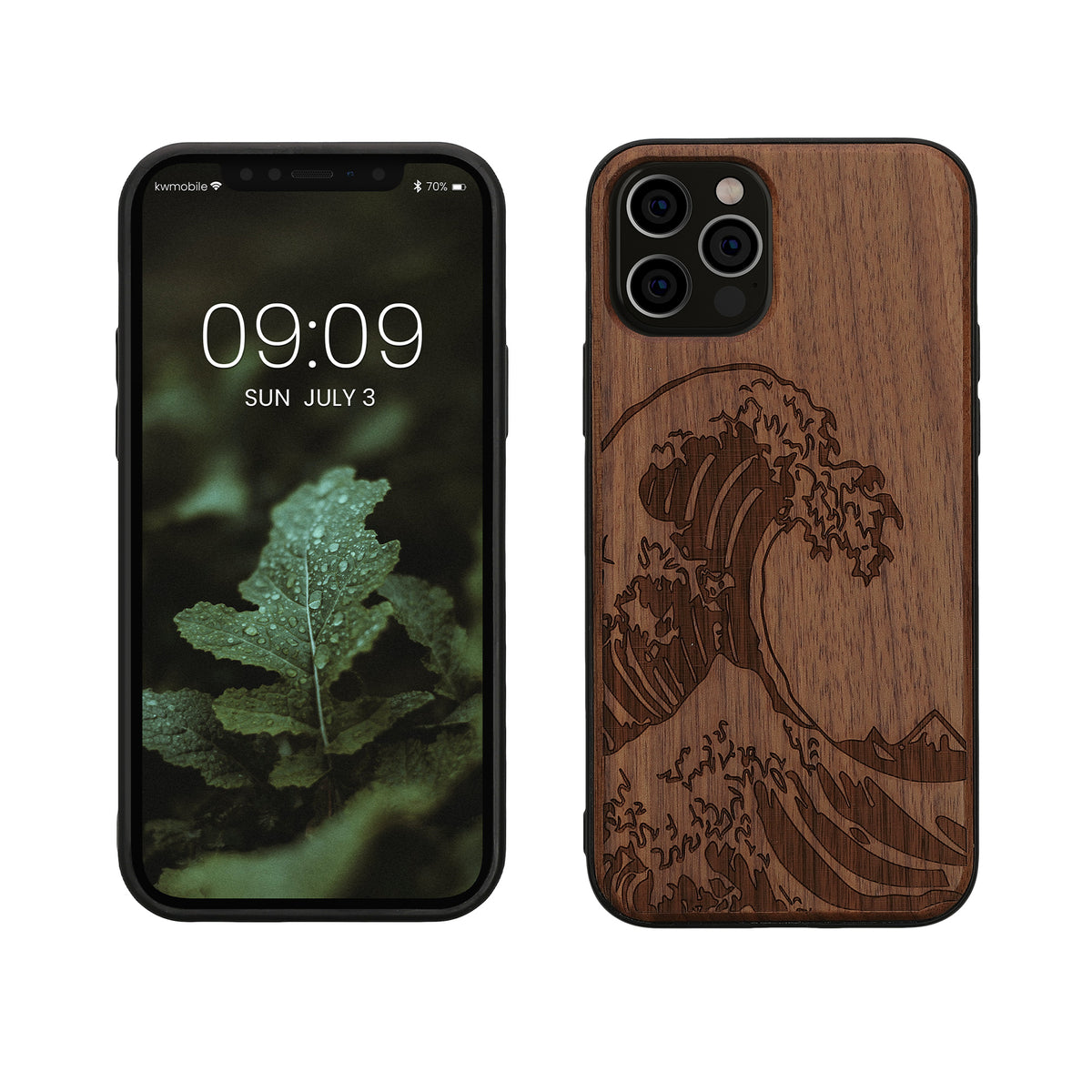 iPhone 12 / iPhone 12 Pro Shockproof Hard Case with TPU Bumper Wooden Compass