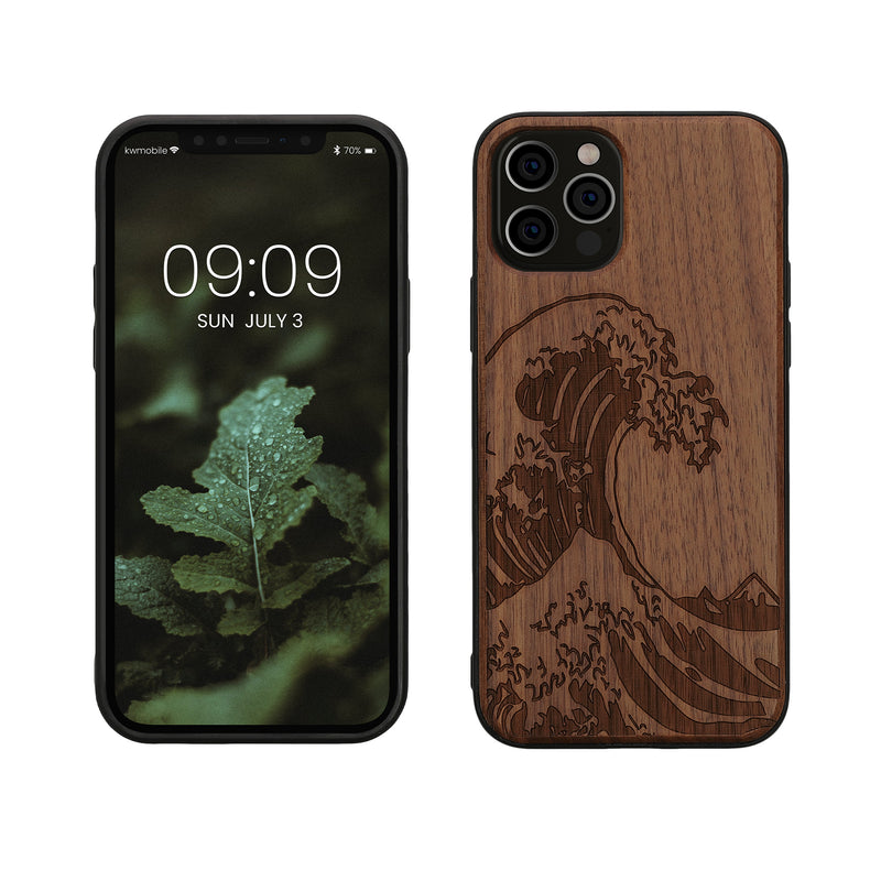 iPhone 12 / iPhone 12 Pro Shockproof Hard Case with TPU Bumper Wooden Compass