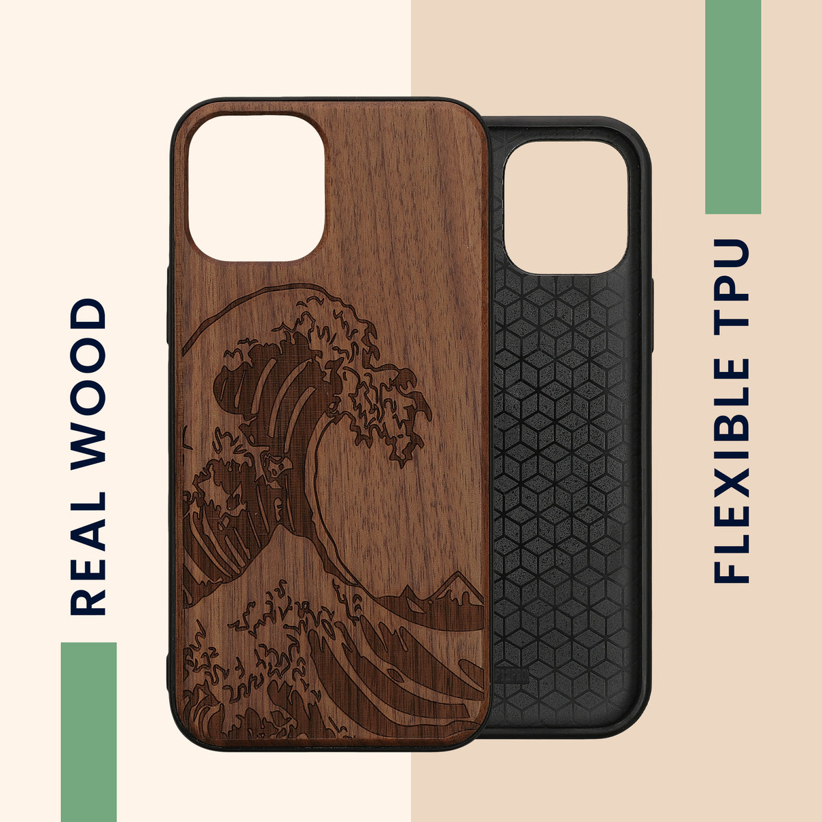 iPhone 12 / iPhone 12 Pro Shockproof Hard Case with TPU Bumper Wooden Compass