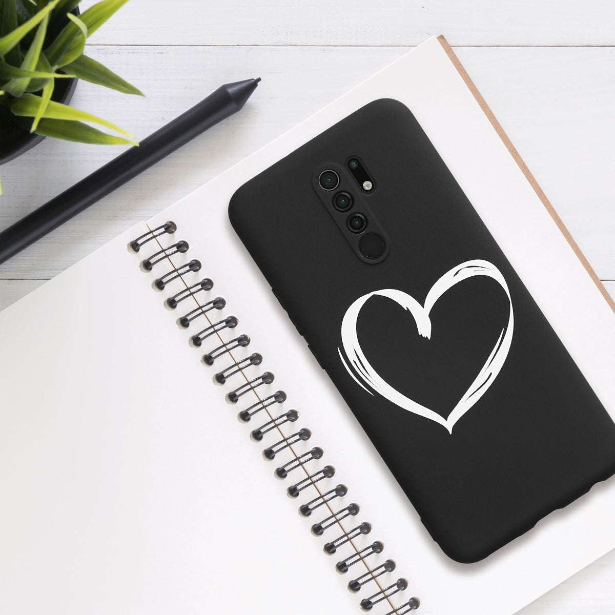 Xiaomi Redmi 9 Silicone Phone Case White Heart