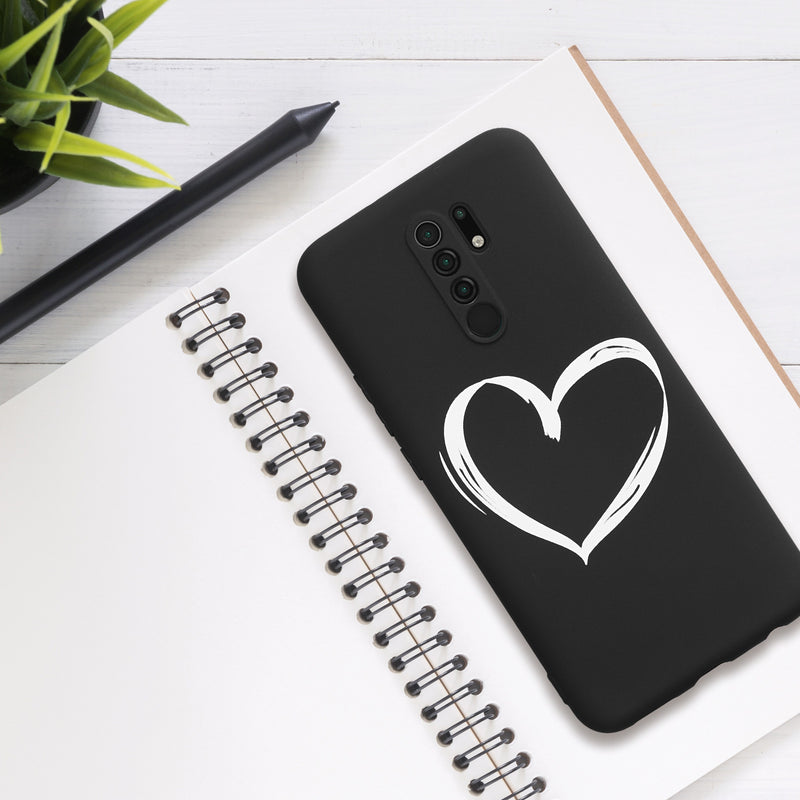Xiaomi Redmi 9 Silicone Phone Case White Heart