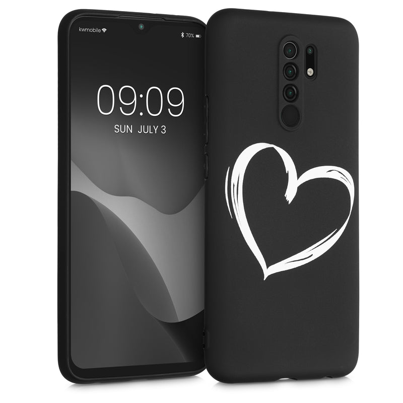 Xiaomi Redmi 9 Silicone Phone Case White Heart