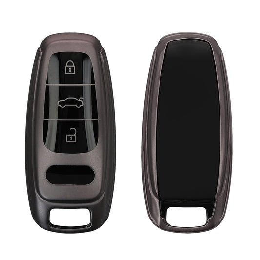 kwmobile Schlüsselhülle für Audi A6 A7 A8 Q7 Q8 3-Tasten Autoschlüssel Keyless Hülle - Autoschlüssel Schlüssel Hülle aus TPU Silikon - Schlüsselschutz Gehäuse in Schwarz matt Schwarz Schwarz matt  [dsg03]