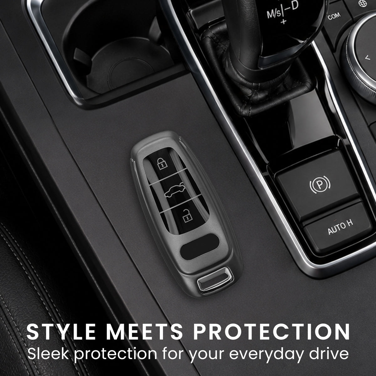 Audi A6 A7 A8 Q7 Q8 3-Button Keyless TPU Car Key Cover Metallic