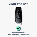 Audi A6 A7 A8 Q7 Q8 3-Button Keyless TPU Car Key Cover Metallic
