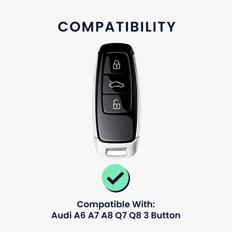 Audi A6 A7 A8 Q7 Q8 3-Button Keyless TPU Car Key Cover Metallic