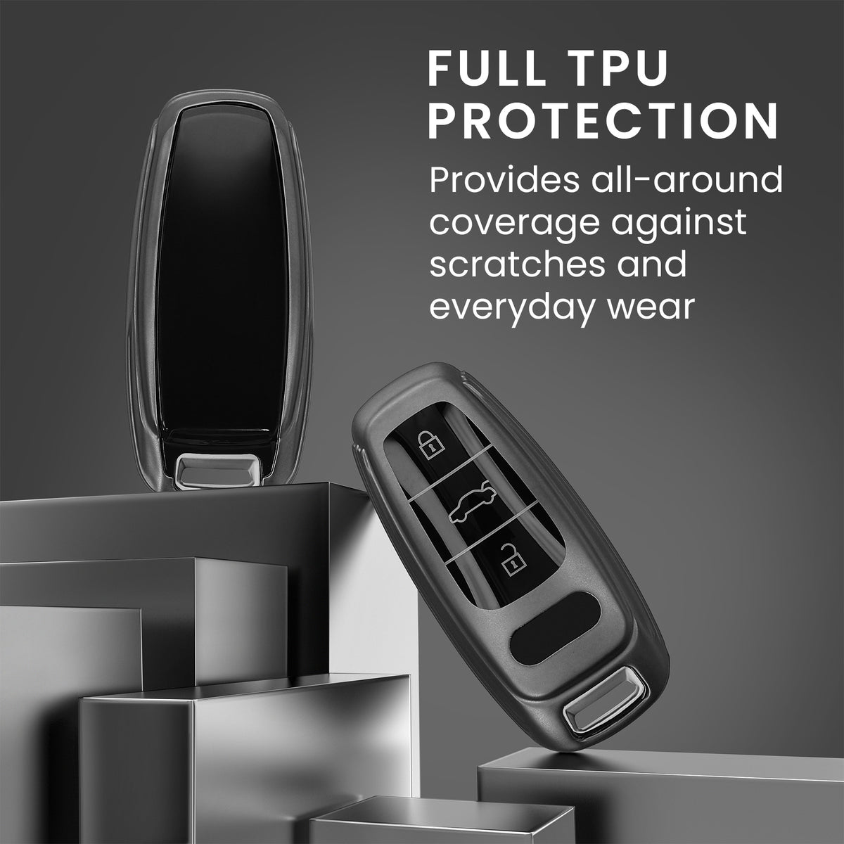 Audi A6 A7 A8 Q7 Q8 3-Button Keyless TPU Car Key Cover Metallic