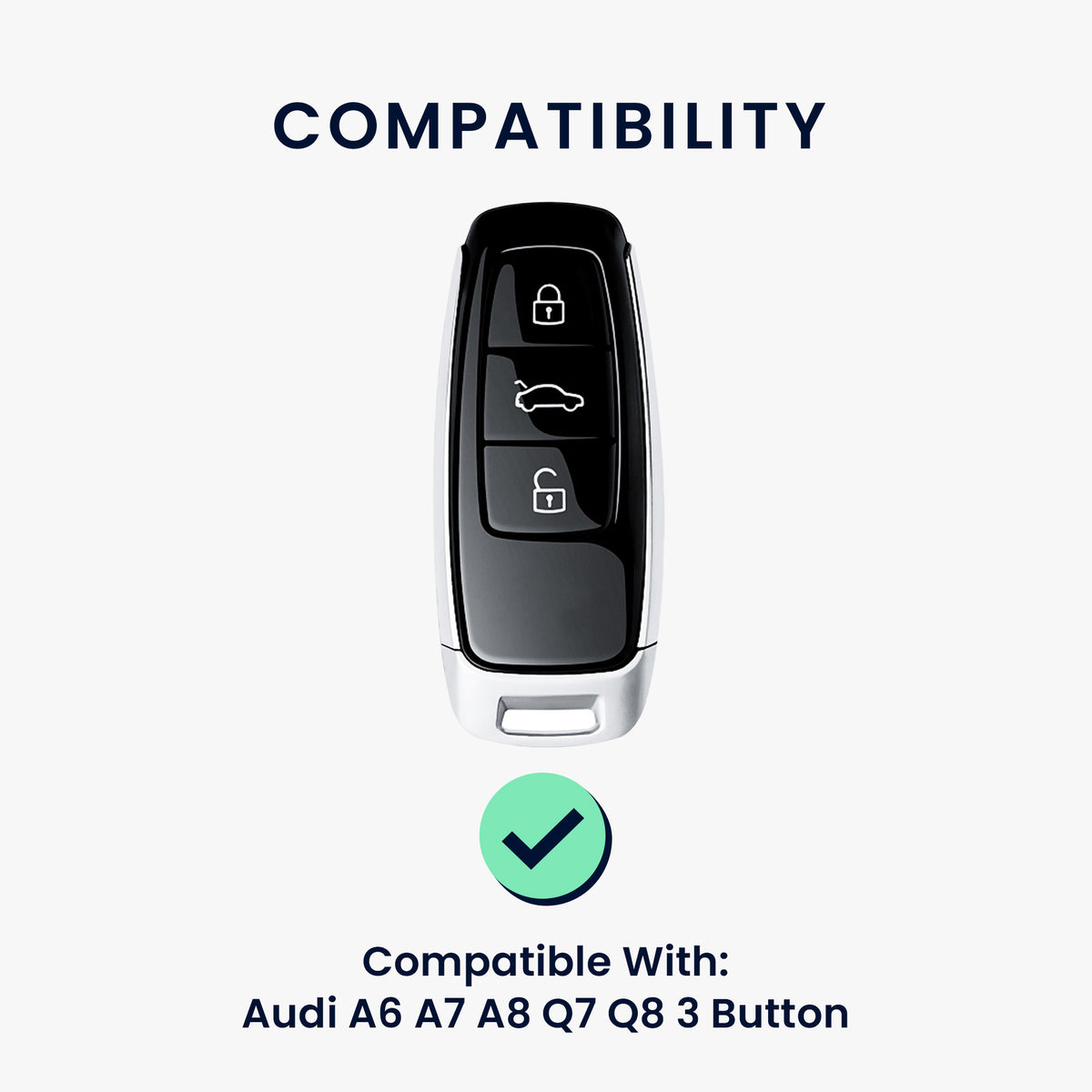 Audi A6 A7 A8 Q7 Q8 3-Button Keyless TPU Car Key Cover Metallic