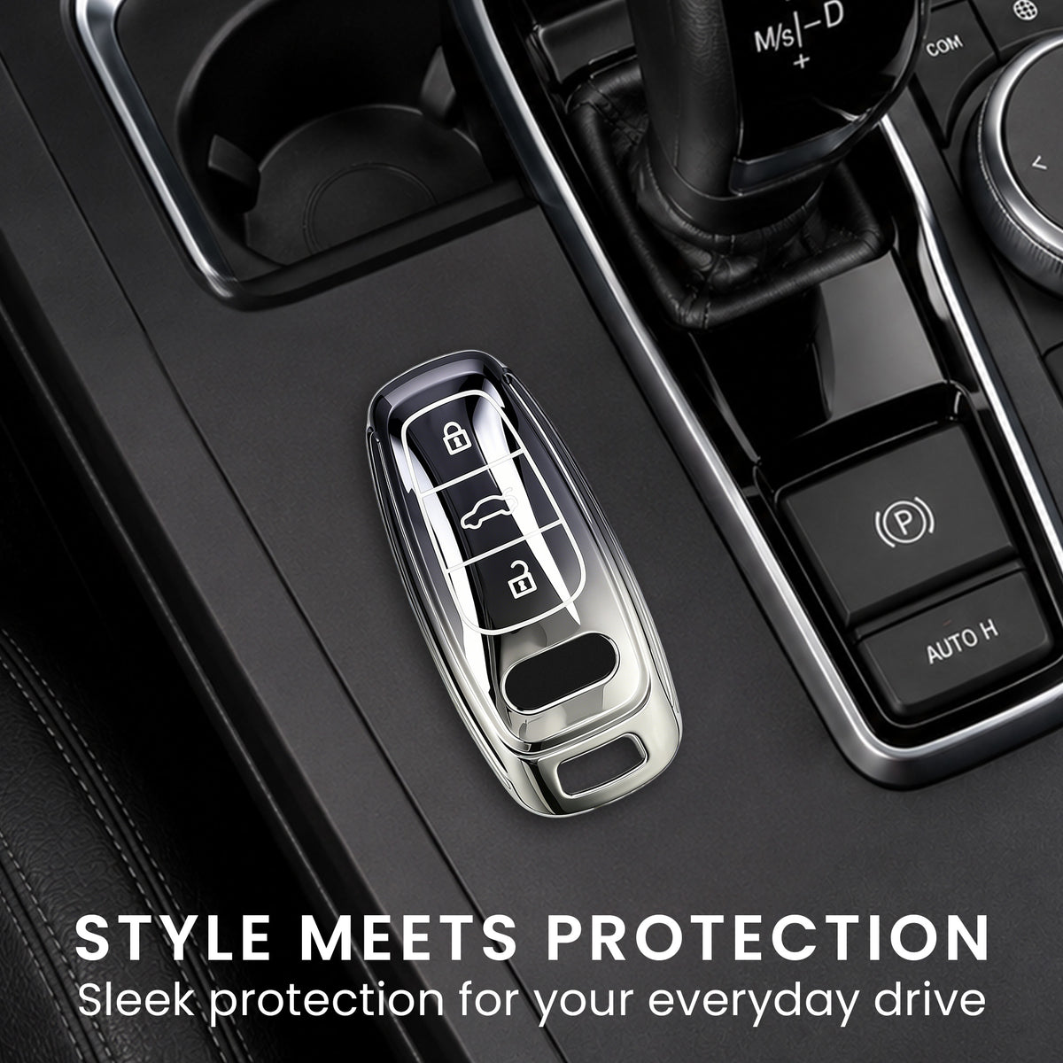 Audi A6 A7 A8 Q7 Q8 3-Button Keyless TPU Car Key Cover Metallic