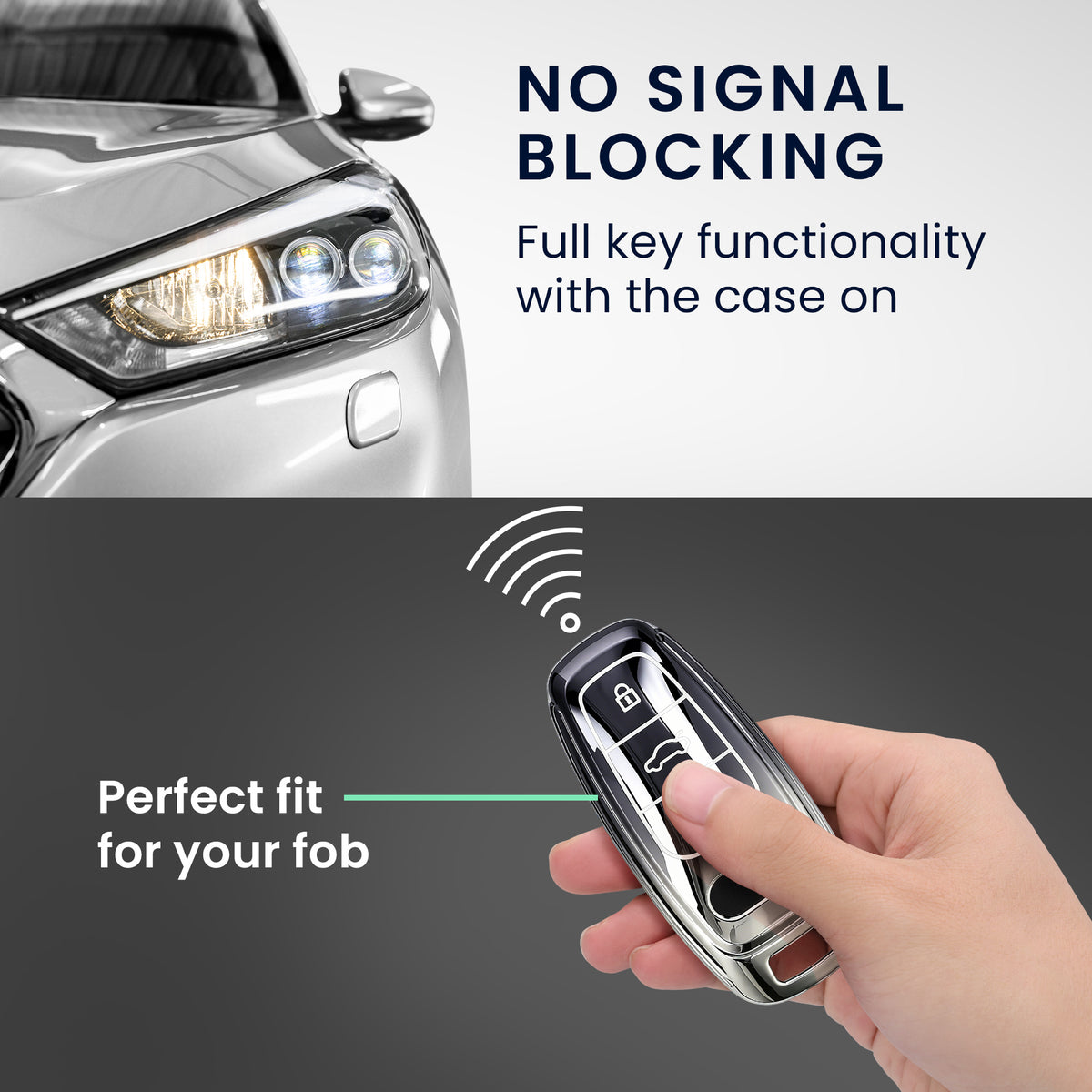 Audi A6 A7 A8 Q7 Q8 3-Button Keyless TPU Car Key Cover Metallic