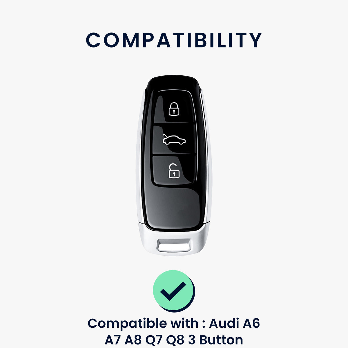 Audi A6 A7 A8 Q7 Q8 3-Button Keyless TPU Car Key Cover Metallic