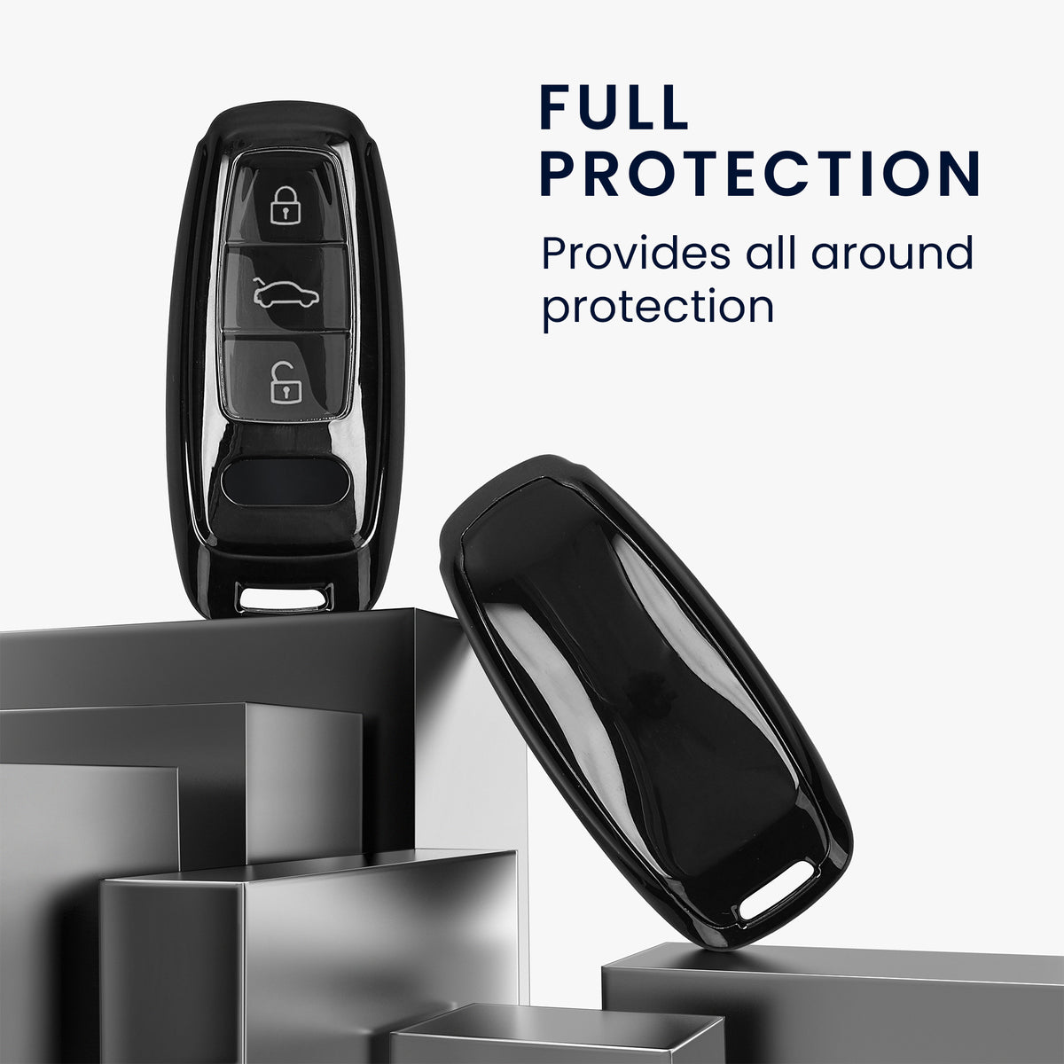 Audi A6 A7 A8 Q7 Q8 3-Button Keyless TPU Car Key Cover Metallic