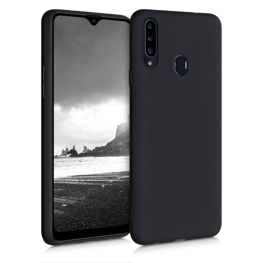 kwmobile Handyhülle für Samsung Galaxy A20s Hülle - TPU Case - Kabelloses Laden - Schutzhülle Cover in Schwarz matt Schwarz matt  