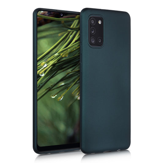 kwmobile Handyhülle für Samsung Galaxy A31 Hülle - Silikon Case metallisch schimmernd - Schutzhülle Cover - Metallic Petrol Metallic Petrol  