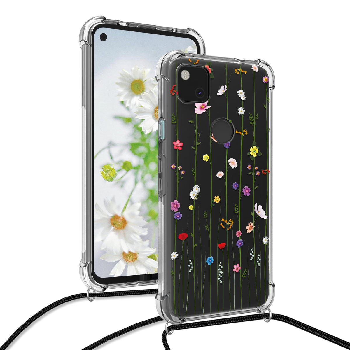 Google Pixel 4a Silicone Necklace Phone Case Wild Flowers